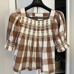 Loeffler Randall Lydia Brown and White Plaid Blouse